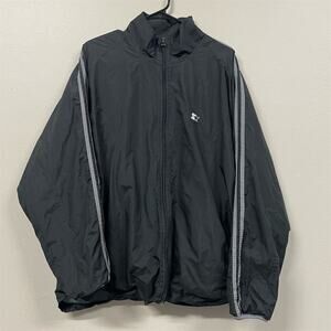 VTG Starter Men's XL Black Striped Windbreaker Jacket Full Zip Casual